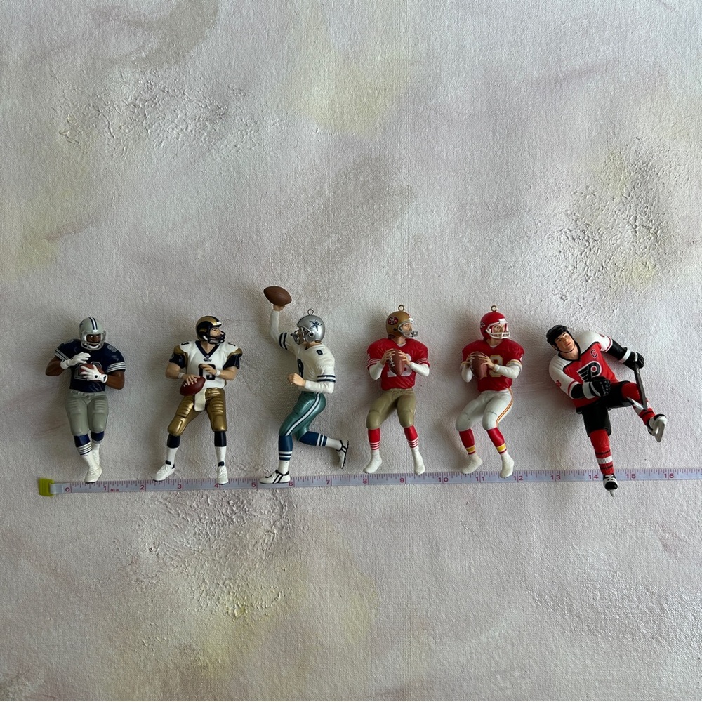Lot of 6 Vintage Hallmark Keepsake Christmas Ornaments NFL NHL